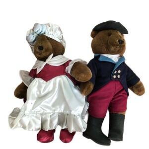 Vtg Teddy Bear George and Martha Washington President Carousel by Guy Plush 1985